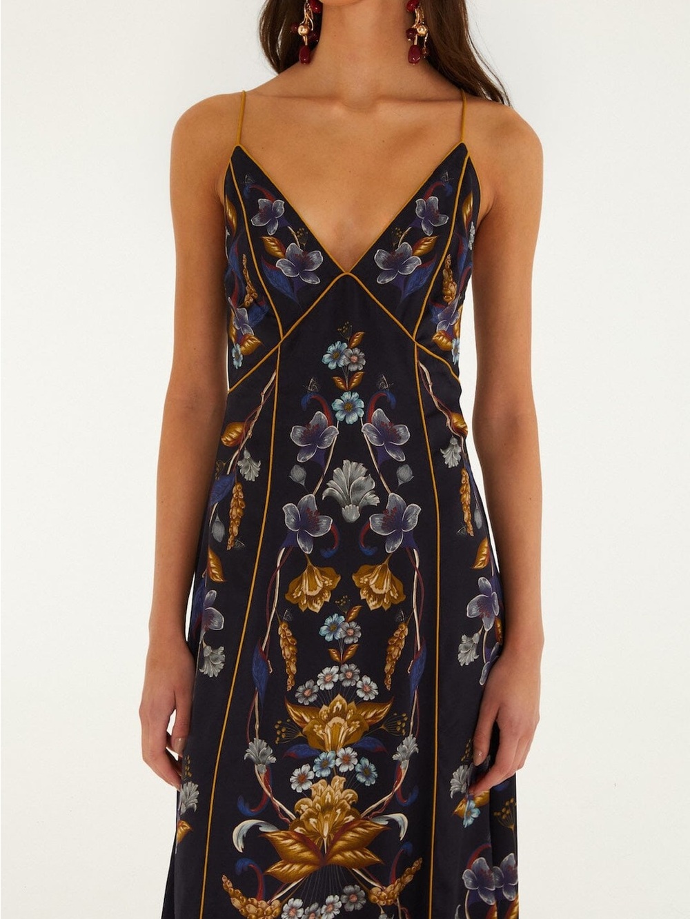 FARM Rio Navy Maxi Dress with Gold and Purple Floral Print - Picture 8 of 11